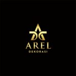 Elegant logo design with gold accents for Arel Dekorasi.