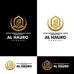 Elegant Islamic logo design with gold and black color scheme for Al Hauro Kendari.