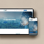 Innovative company profile design for PT. Faiza Mufid Energi on website and mobile.