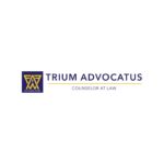 Modern law firm logo design with gold and navy accents for Trium Advocatus.