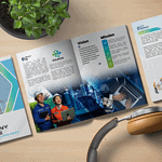 Highly detailed Japanese industrial company profile brochure showcasing engineering and energy solutions.