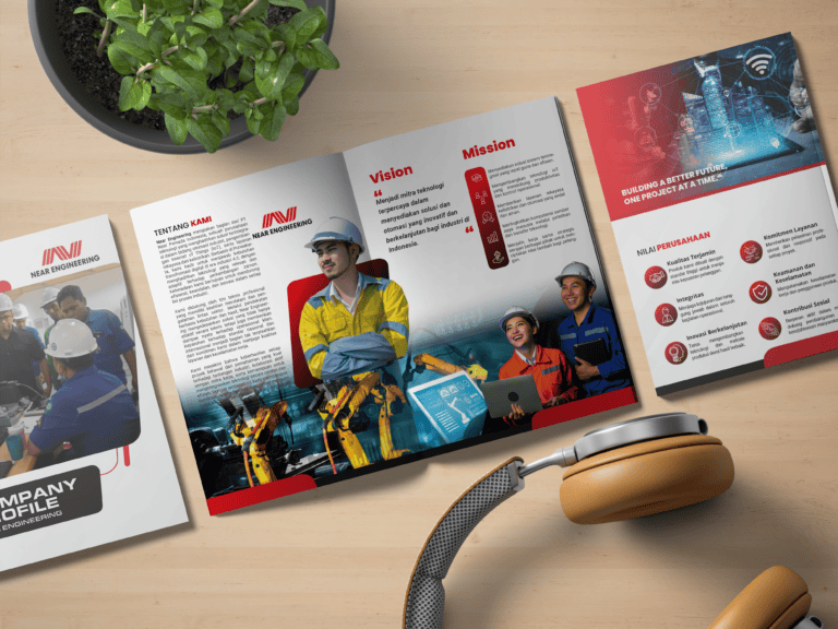 High-quality engineering company brochure showcasing logo, brochure, profile, and website design services.