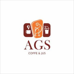 Elegant coffee and juice shop logo with a rooster icon and modern design elements.