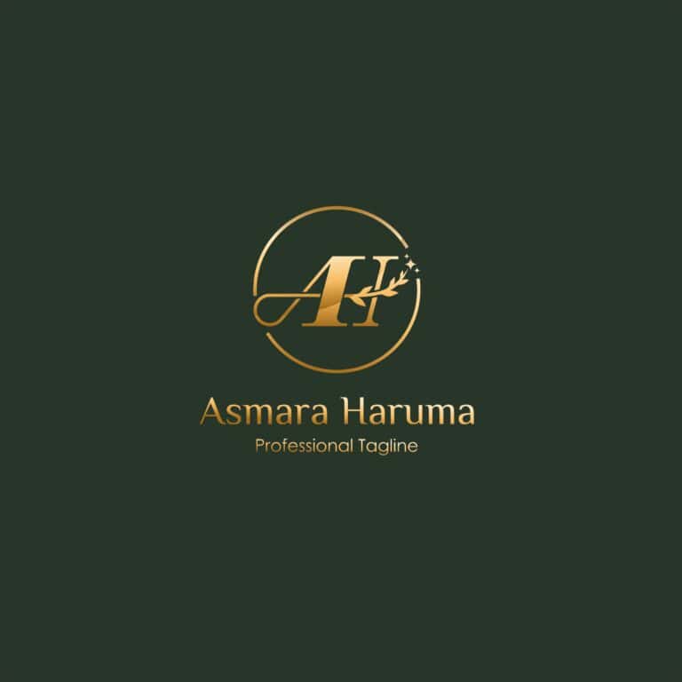 Elegant gold logo featuring initials "A" and "H" with a laurel wreath on a dark background.