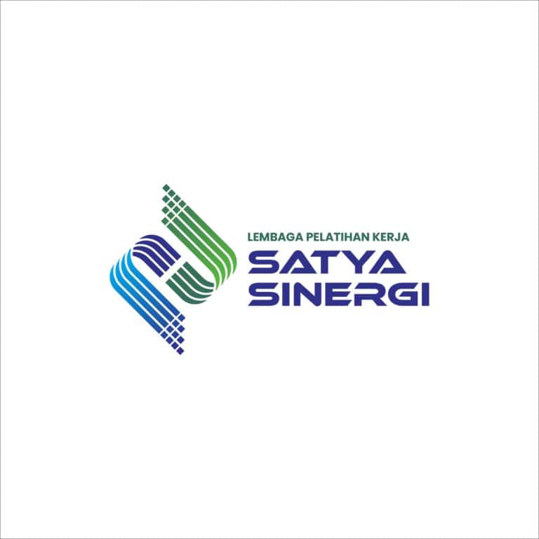 Creative logo design for Satya Sinergi's training organization, featuring modern colors and abstract shapes.