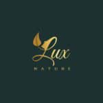 Elegant gold logo design featuring a leaf and face silhouette for Lux Nature.