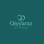 Delicious food logo design for Qiyaraz Kitchen with fork and spoon heart icon.