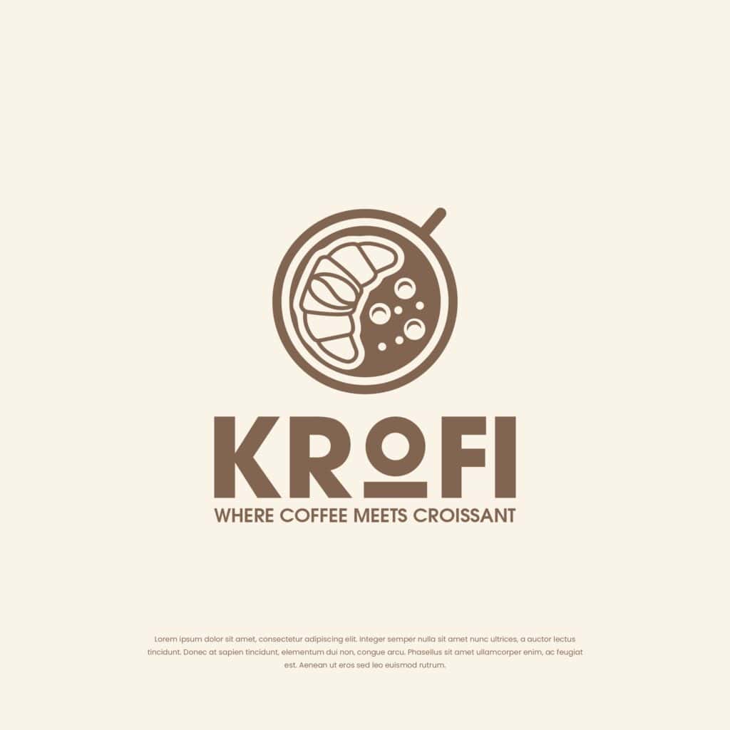Crisp coffee croissant illustration logo for a bakery or cafe brand.